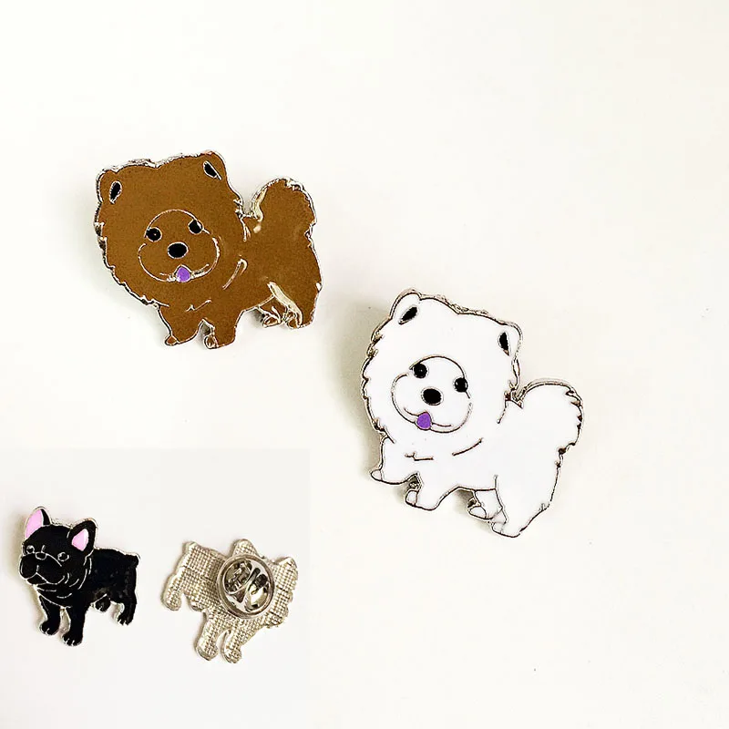 Pins Brooches for Women Fashion Chow Bulldog Pet Dog Brooches Dogs Charm Accessories Badge Brooch Pins for Girl Gift