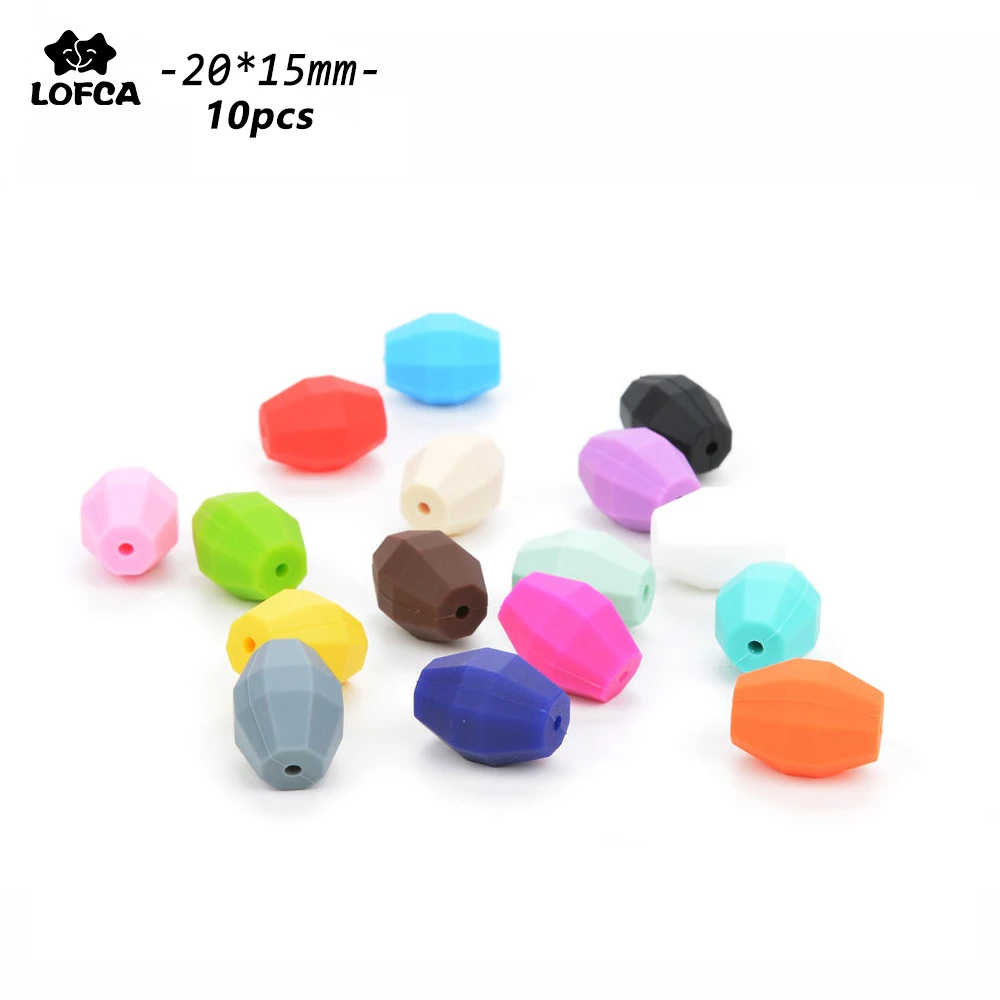 LOFCA 10pcs Silicone Teething Beads Oak Barrel Baby Teether Soft Cute Charm Jewelry Mom Necklace Pacifier Holder