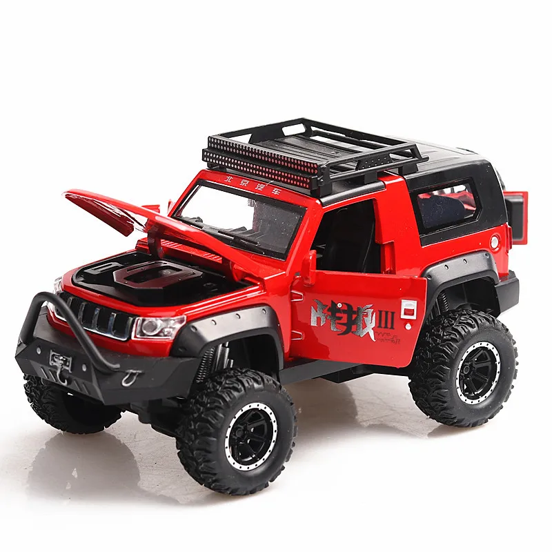 Men's momentum 1:32 bj40 off-road zinc alloy model,children's sound and light pull back 5 open door toy car model,wholesale