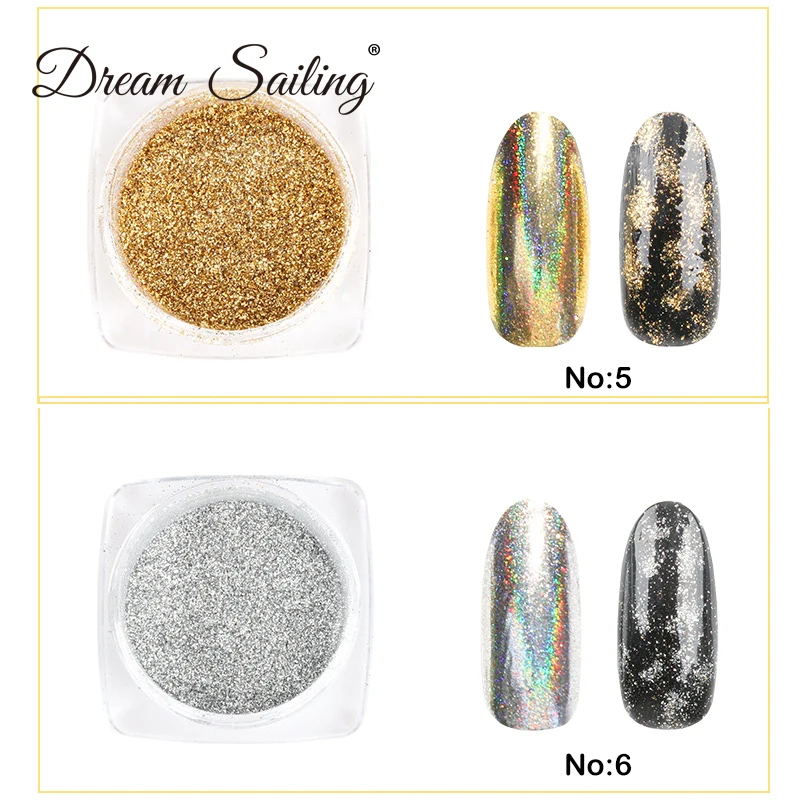 Pigments holographiques caméléon pour décoration des ongles, démontrent laser, galAct chromée, poussière de paillettes, nail art