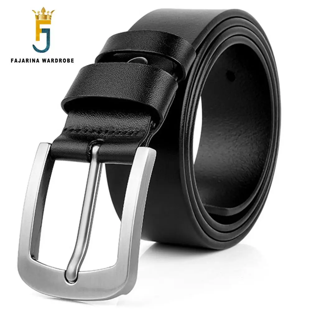 

FAJARINA All-match Simple Design Buckle Cowhide Belts for Men Top Quality Genuine Leather Belt Accessories 130cm Length N17FJ614