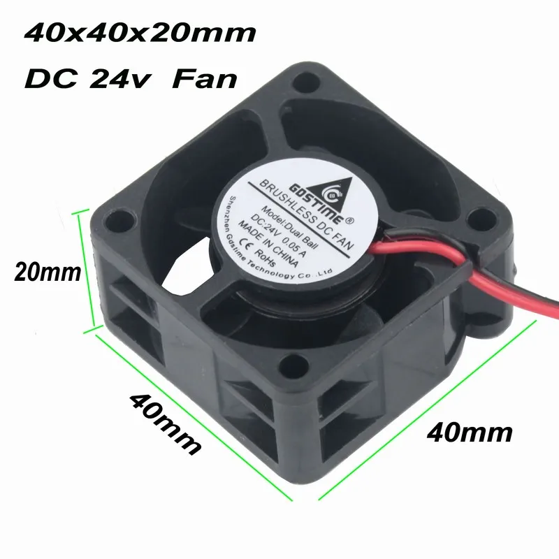 

Gdstime 5 Pieces 24V DC Brushless Cooling Radiator Fan 40mm x 20mm Two Ball 4020 PC Cooler 40mmx40mmx20mm 4cm 2 Wire