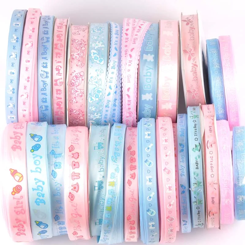 6yard/lot Mix Pink/blue Baby Ribbons Trim Lace Set for Bow Craft DIY Box Packing Art Sewing Accessories width 1.5/2.5cm CP2263