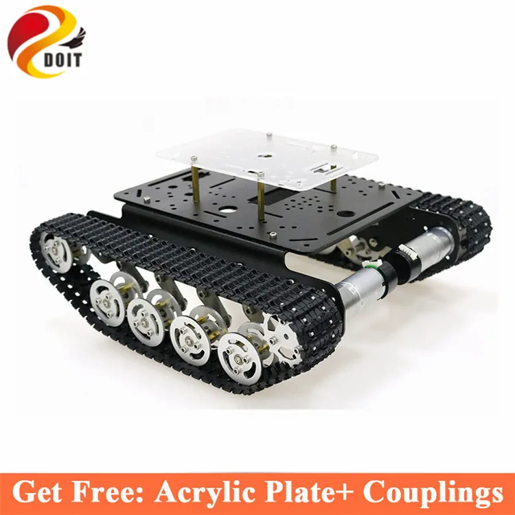 

Shock Absorber Metal Tank Chassis Frame with Robotic Arm interface holes for Modification, DIY, Tank model TS100