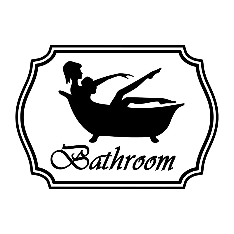 Bathroom Sticker Bath Toilets Shower Bathtub Girl Woman Black Vinyl Sticker 2WS0035