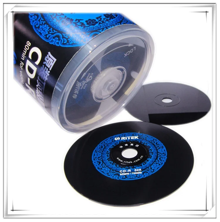 Wholesale 50 discs A+ Ri-brand Blank Printed 52x 700MB Black/Blue CD-R