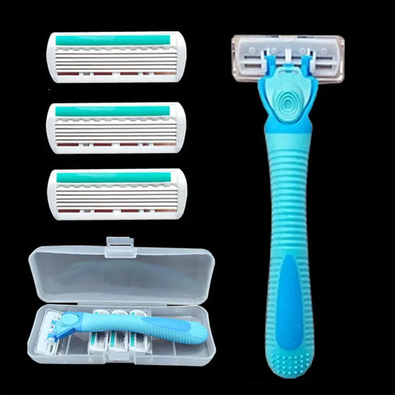 FocusMe 1 Razor Handle 4 Razor Blades Women Shaving Razor Safe 6 Layers Blade Replacement Trimmer Body Hair Removel For Venuse