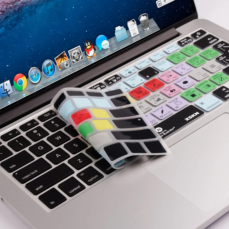 XSKN AI Shortcut Keyboard Cover for Macbook, for Illustrator Hotkeys Silicone Keyboard Protector for Macbook, US&European