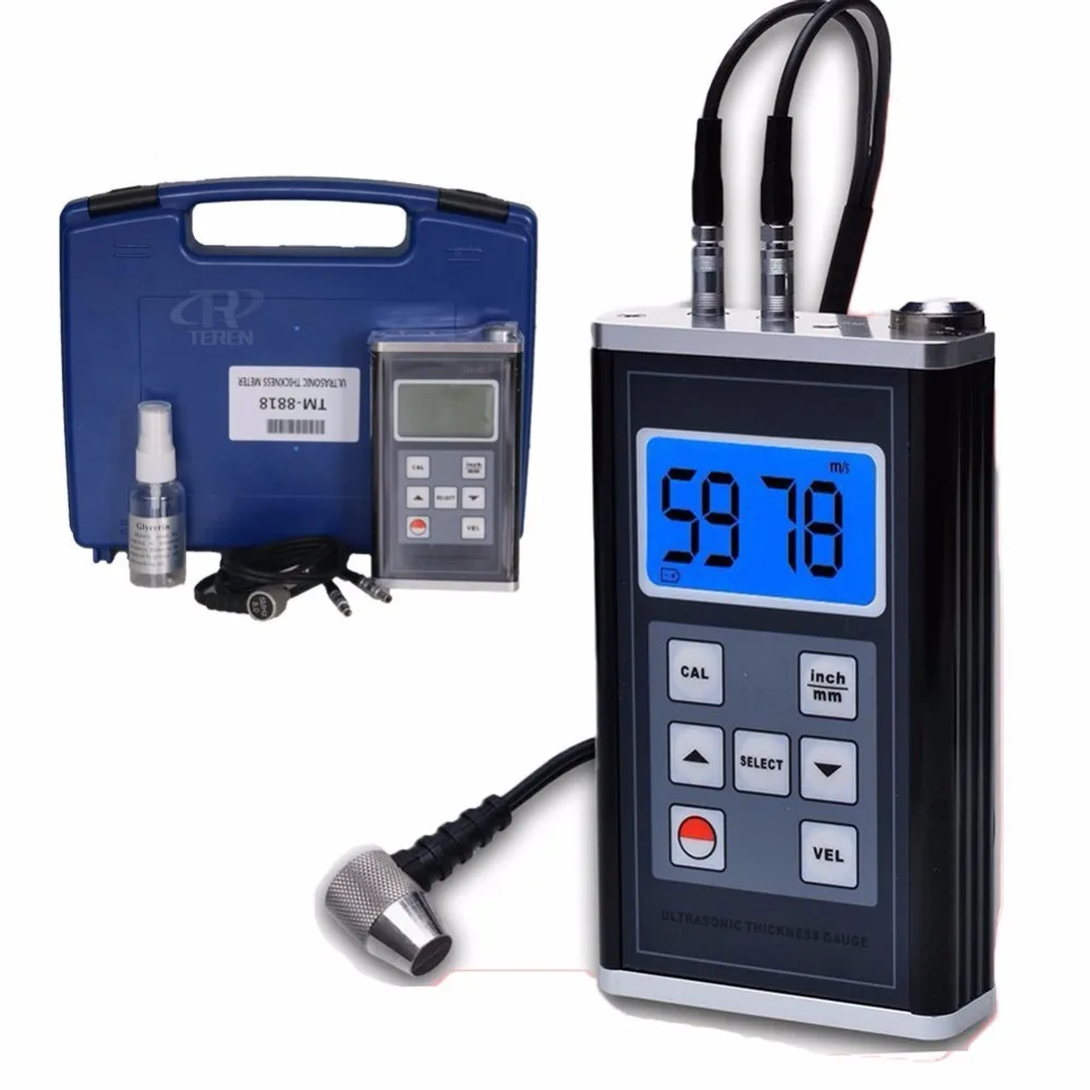 Ultrasonic Thickness Gauge ,Testing range 0.9-400mm TM-8818 (metric / Imperial) 0.75~400 mm ( 45 # steel, Depend on Probe )