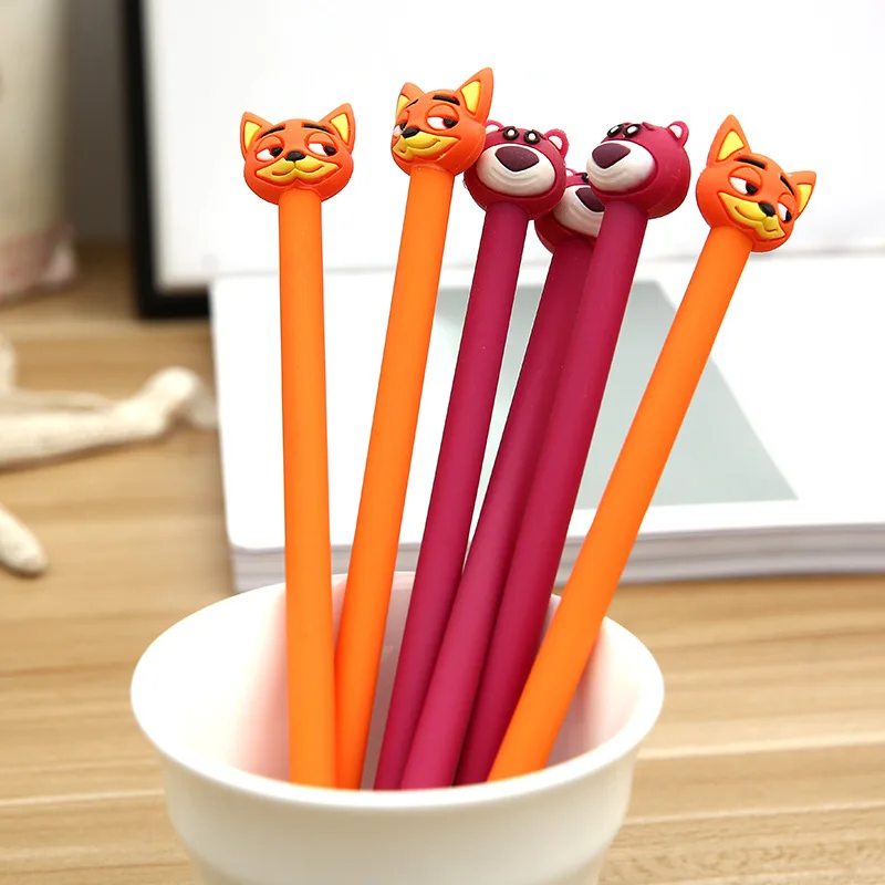 

1lot=48pcs!cute Cartoon Creative Fox Strawberry Bear Animal Gel Pen Unisex Water Pen Black Ink Sign Pen Office School Stationery