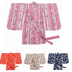 2019 new children japanese kimono dress kids girls bath robe crane print bath robe samurai sakura yukata Stage costumes