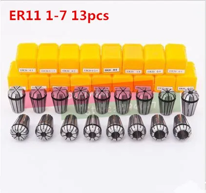 13Pcs/lot ER11 Collet chuck cnc Spindle ER11 Collet lathe tool holder ER11 Collet set from 1-7MM for CNC milling lather tool