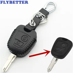 FLYBETTER Genuine Leather Key Case Cover For Peugeot 206/207/306/307/408/406 For Citroen C1/C2/C3/C4/C5/C8/XSARA/Picasso L2196