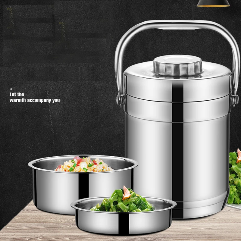 Double Wall Stainless Steel Vacuum Thermo Heated Lunch Box Containers Kids Adult School Student Large Food Bento Box Portable