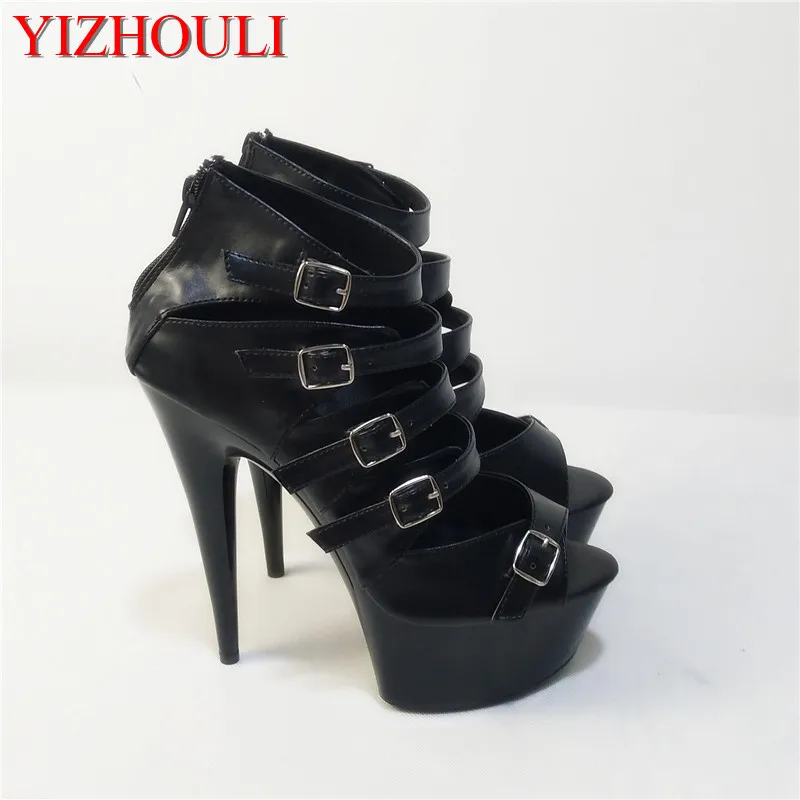 New fashion high-end custom PU leather women\'s 15cm stiletto heels, model banquet performance sandals