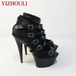 New fashion high-end custom PU leather women's 15cm stiletto heels, model banquet performance sandals