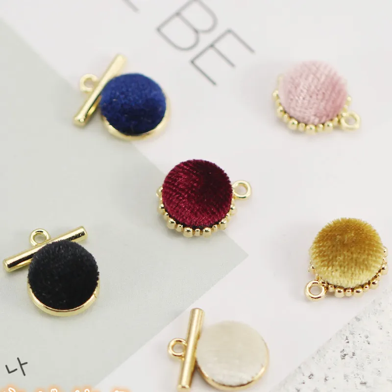 

5pairs Fashion gold velvet T type round type disc Earrings Drop charm Ear Studs Connector Jewelry Making handmade DIY material