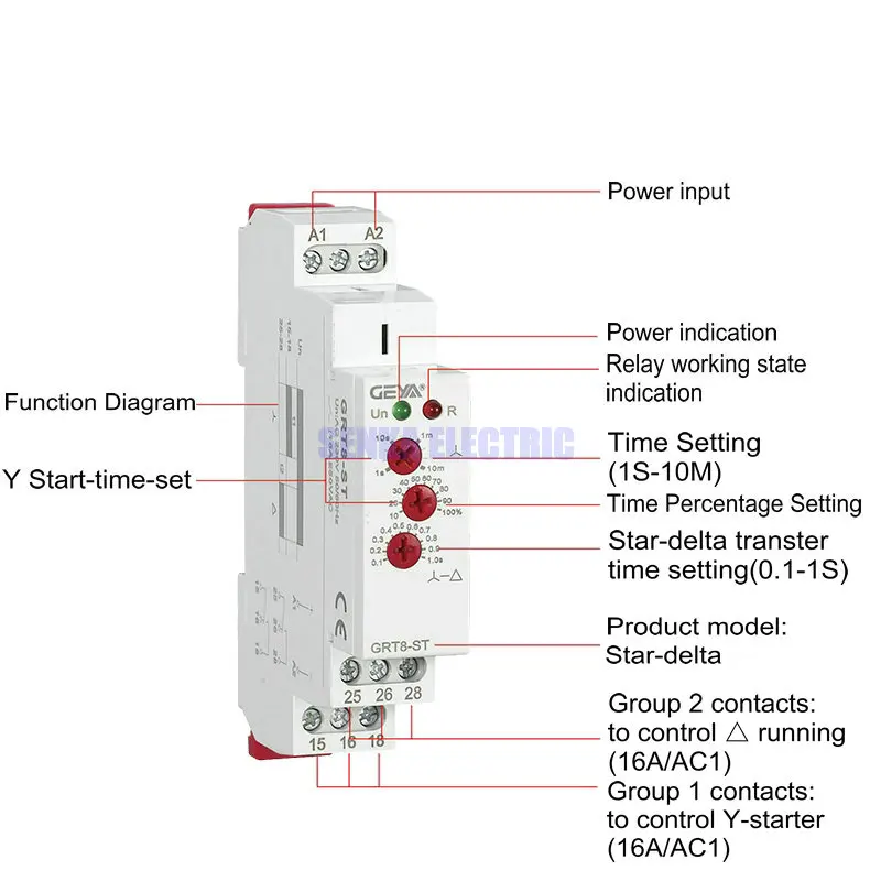 متعددة الوظائف التلقائي قابل للتعديل ستار دلتا بدء الوقت التتابع الموقت التبديلات AC / DC12-240V #2