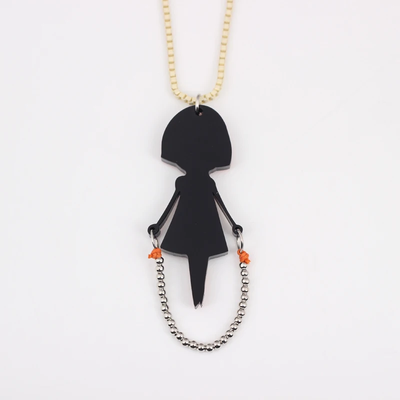 Bonsny Acrylic Cute Jump Rope Girls Pendant Long Chain Charms Dance Necklace Brand Fashion Jewelry For Women Gifts Accessories