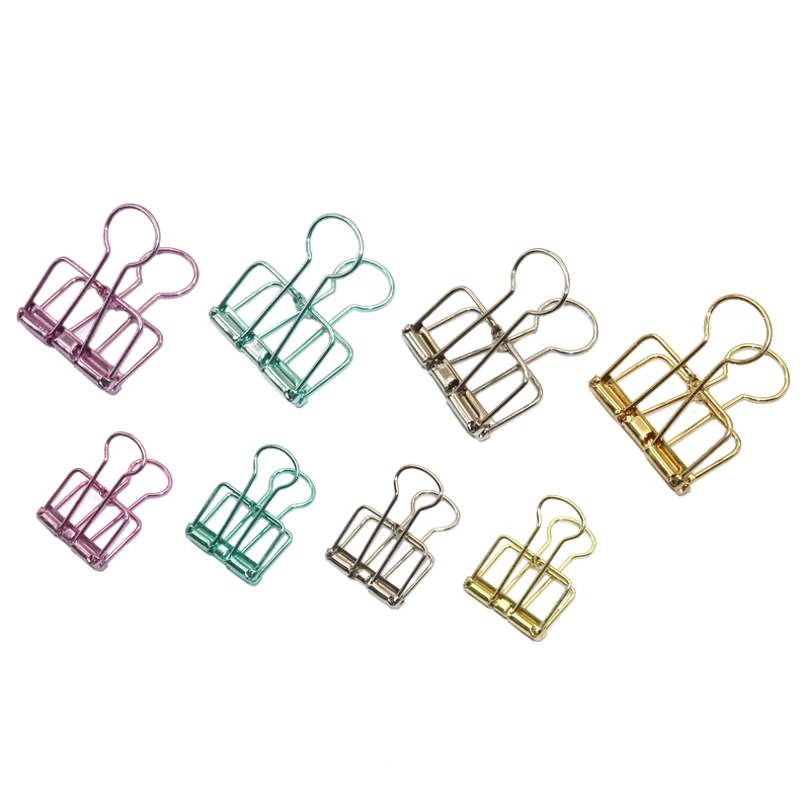 4 Pcs  Novelty Solid Color Hollow Out Metal Binder Clips Notes Letter Paper Metal Clips Office Supplies Folder