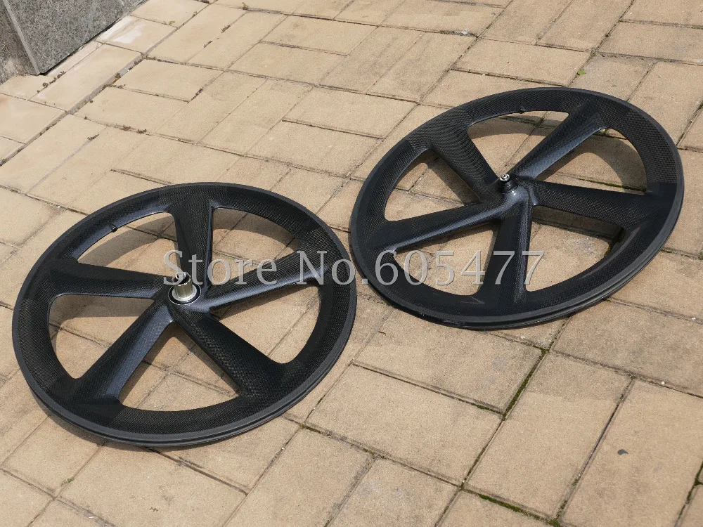 Carbon Fiber Glossy Matt Road Bike Five Spokes Clincher Wheelset