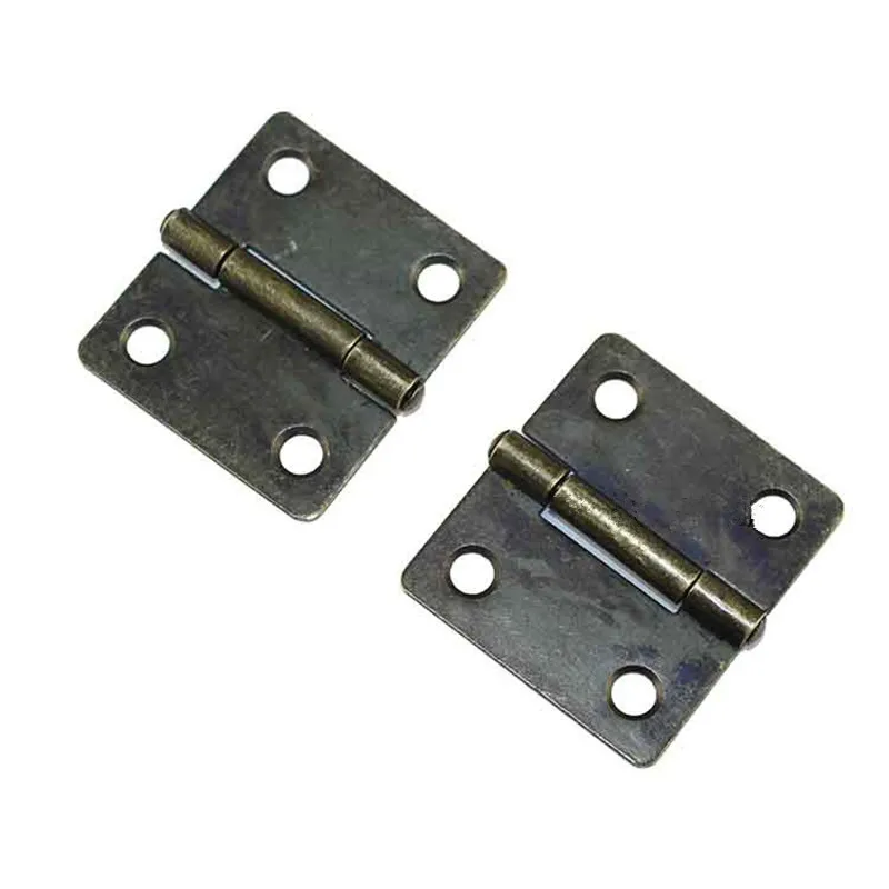 Bronze Small Iron Cabinet Door Hinge,Mini Door Butt Hinges For Wooden Box,4 Holes Hinge Bag Accessory,With Screws,36*38mm,20Pcs