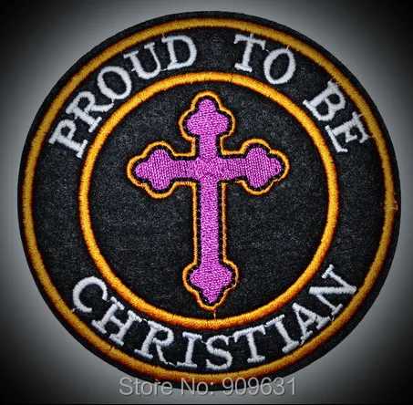 New ! PROUD TO BE CHRISTIAN embroidered iron-on PATCH RELIGIOUS JESUS CROSS CRUCIFIX