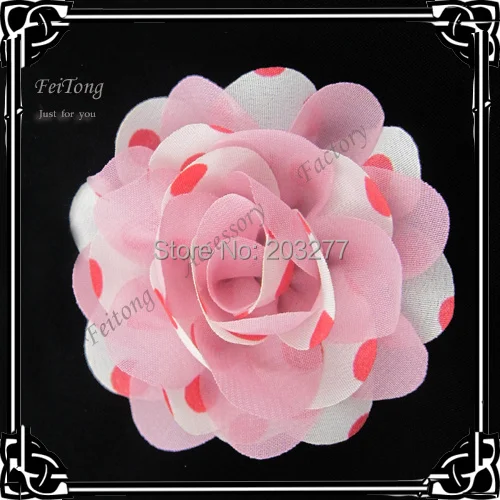 Free shipping!24PCS/LOT  6cm New chiffon polka dots flowers silk flower girl  Corsage