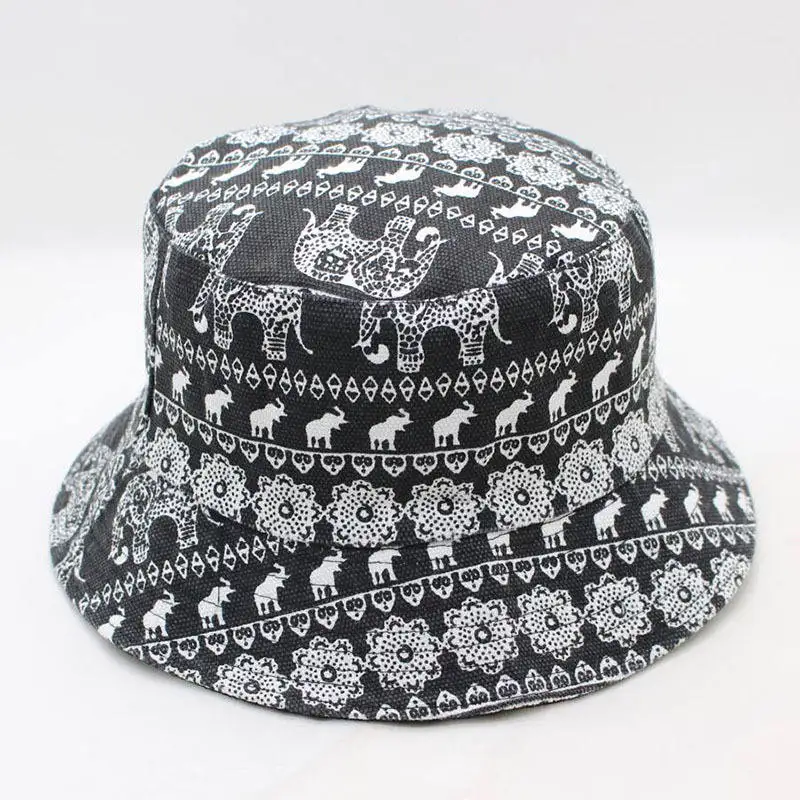 2021 four seasons Elephant Animal Print Bucket Hat Fisherman Hat Outdoor Travel Sun Cap for Men and Women 268