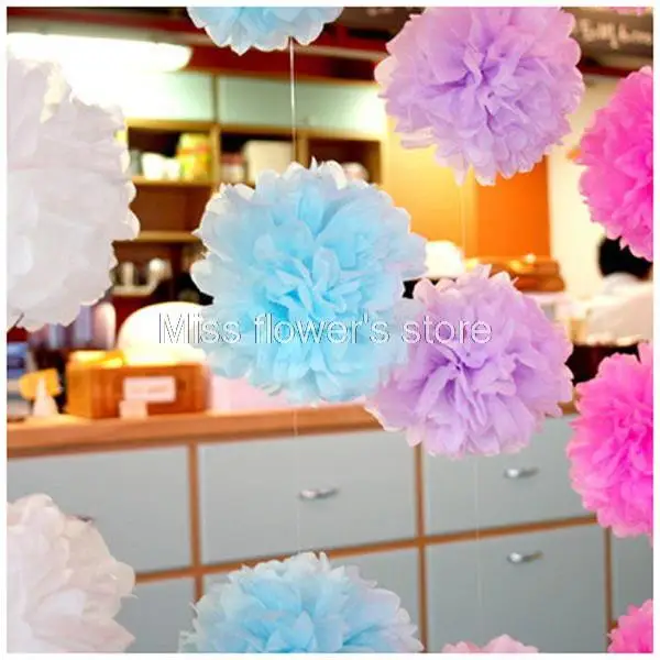 1 Pcs 10 Inch 25CM Tissue Paper Pom Poms Paper Flower Balls For Wedding Birthday New Year Christmas Party Decoration Supplies