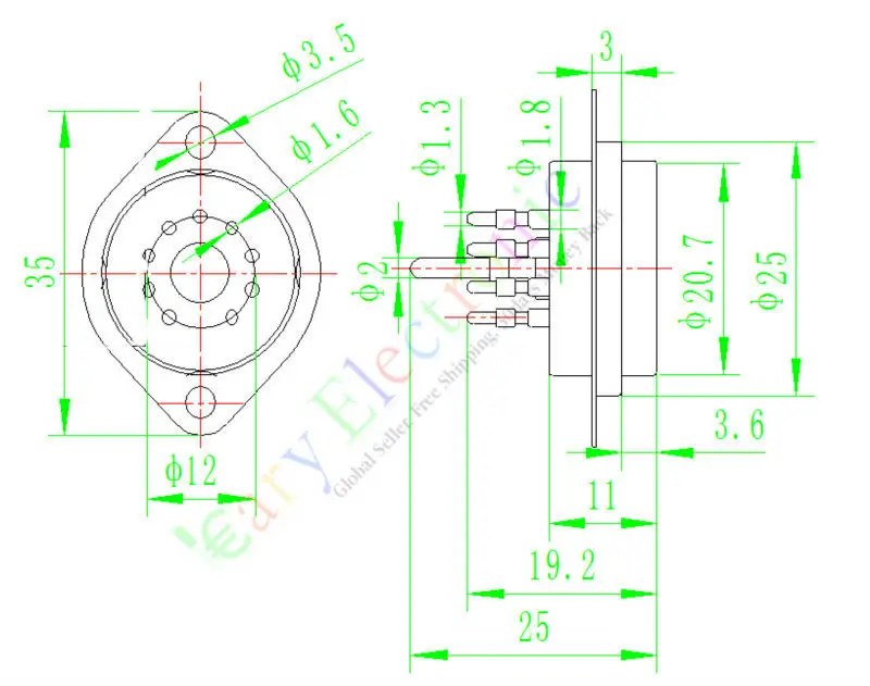 Valve de prise de tube à vide en céramique, 2 pièces, or, 9 broches, pour ampli audio 12AX7 12AU7 ECC83, vente en gros et au détail, livraison gratuite