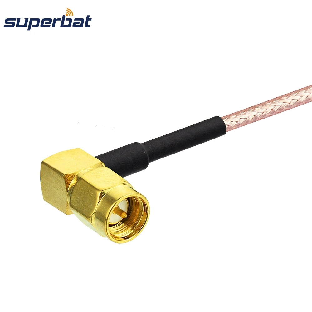 Superbat SMA Plug Straight to Right Angle Male Connetor Coax Pigtail RG316 Cable 15cm for Wireless Antenna