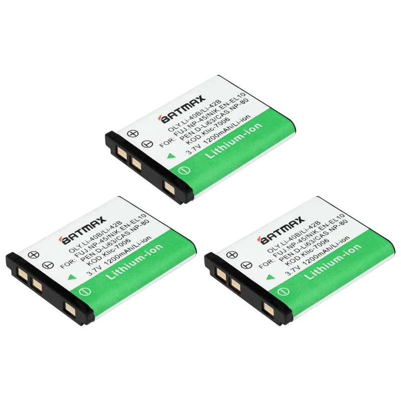 3PCS 3.7V 1200mAh LI-40B LI40B LI 40B LI-42B EN-EL10 Camera Battery for OLYMPUS FE160 FE190 FE210 FE220 FE230 FE240 FE250