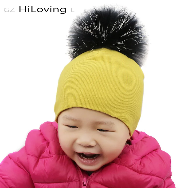 

GZhilovingL New Soft Baby Cotton Ribbed Hat Fur Pompom Beanies Hat For Girls Boys Kids Unisex Baby Autumn Spring Fur Hats