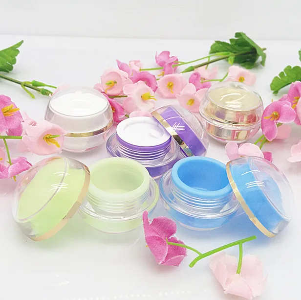 100pcs white pink green blue red golden and silver ball shape 5g small  cosmetics jar , 5g empty mini sample pot  wholesale