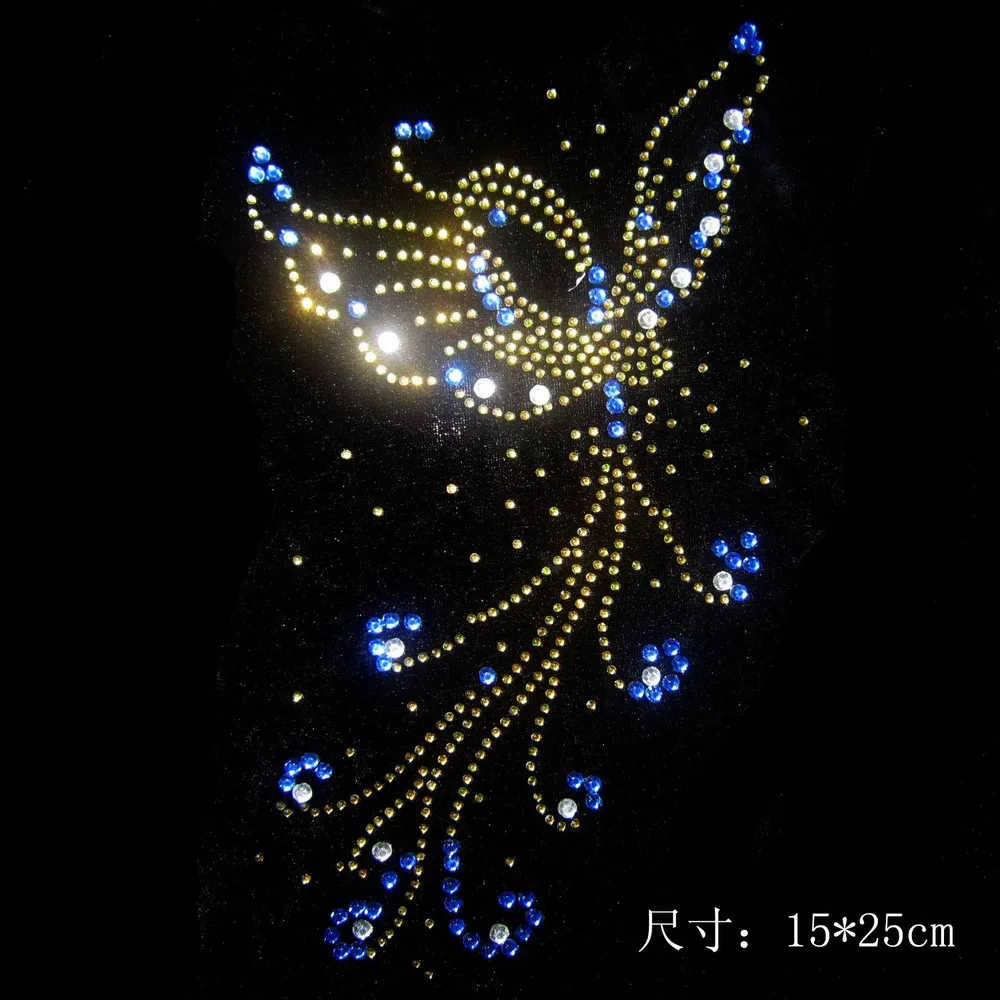 2 pz/lotto farfalla strass modello di ferro disegni di trasferimento del rhinestone hot fix strass strass patch per la camicia