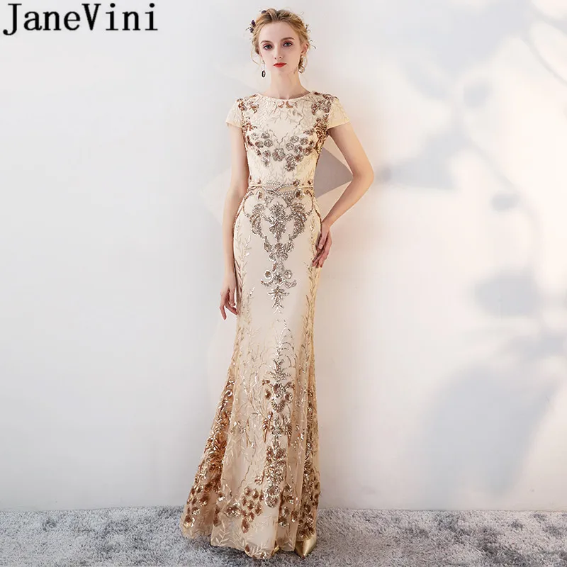 JaneVini キラキラゴールドウエディングドレスブリンブリンスパンコールマーメイドレース結婚式のパーティードレス Vestidos ロンゴスデ · フェスタ