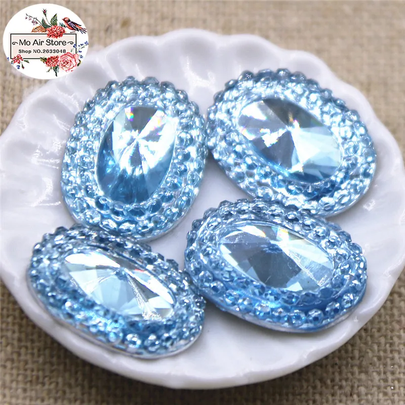 50pcs shiny 13x18mm oval resin rhinestone Flat back Cabochon Art Supply Decoration Charm Craft DIY 15mm no hole