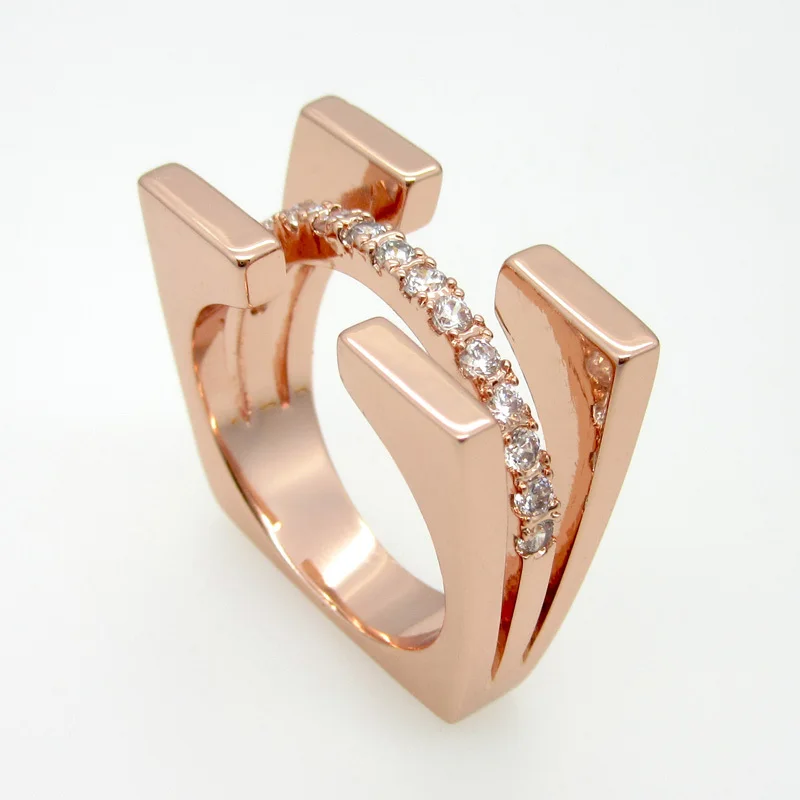 Fashion Luxury Brand Jewelry New Arrival Multicolor Ring For Women Gold/White/Rose Gold Color With AAA Zircon Rings Anillos