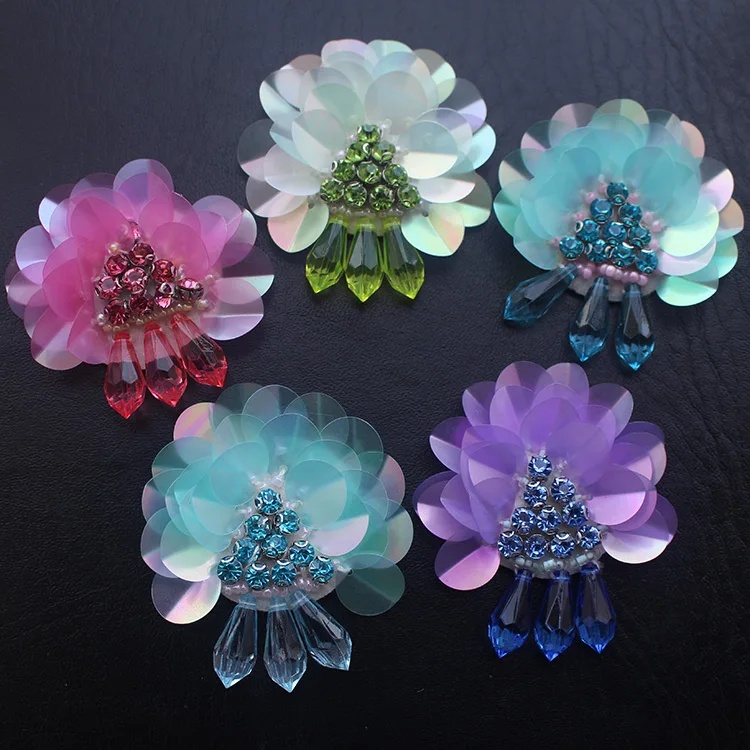 large crystal nail drill bright trailers patch diy sweaters clothing applique decorative stereoscopic flower adornment by hand