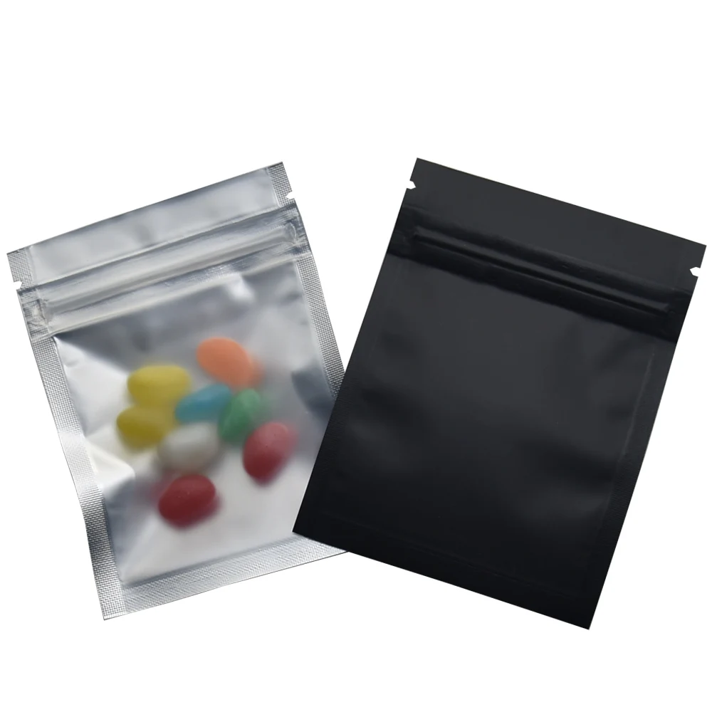 

7.5*10cm Matte Clear Front Zip Lock Mylar Plastic Package Bag 100 Pieces/lot Reclosable Matte Black Aluminum Foil Packaging Bag