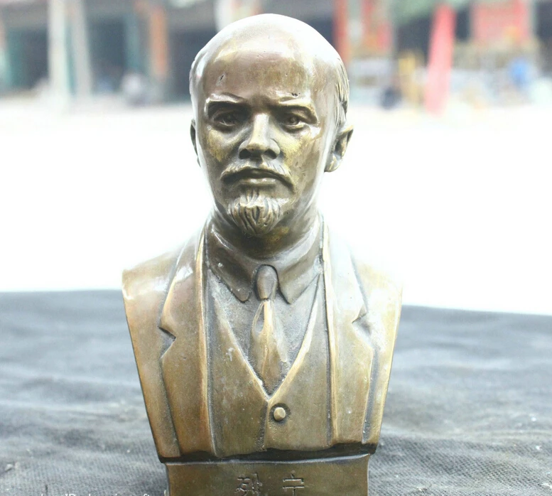 free shipping Chinese Fengshui Old Bronze Brass Statue Buddhist temple Lenin Head Sculpture