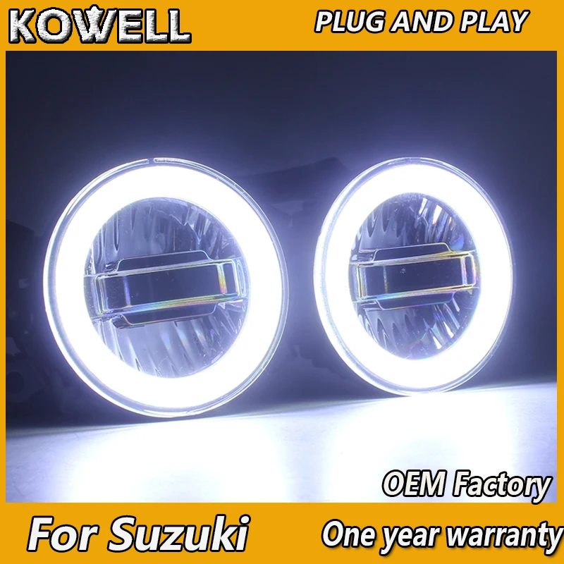 

KOWELL Car Styling for Suzuki Jimny Fog Lamps Alto Swift Fog Light SX4 Auto Angel Eye Fog Lamp DRL 3 Function Model