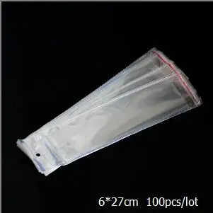 100 Pcs Clear Self Adhesive Seal Plastic Bags Transparent Opp Packing Bags Pick For Beads hanging holes