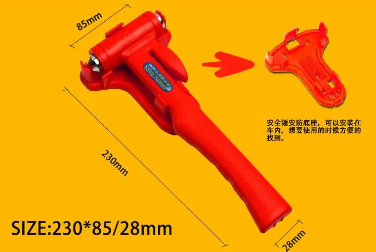 Car Rescue Tool Escape Emergency Hammer with long handle Safety hammer Life Saving Seat Belt Cutter Window Glass Breaker