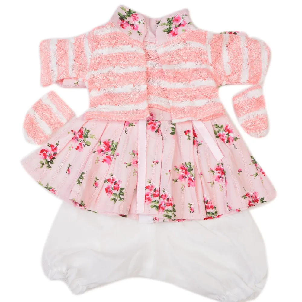 KEIUMI Limited Collectible Baby Doll Dress With Pink Flowers Pattern For 17 Inch Reborn Doll Girls Clothes sets Kids DIY Toy