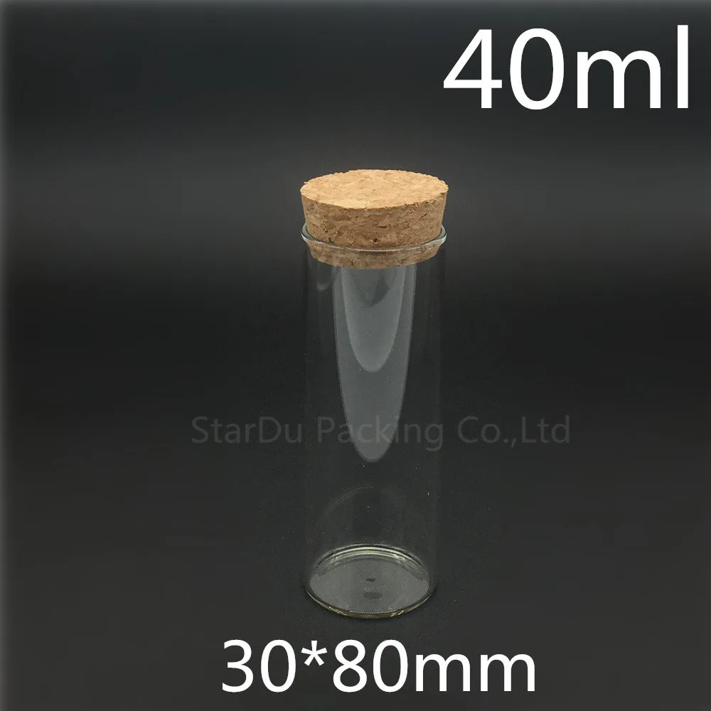 

High-quality 30*80mm 40ml Wishing Glass Bottle With Cork ,40cc Glass Vials Display Bottles Wholesale Cork Bottle 500pcs