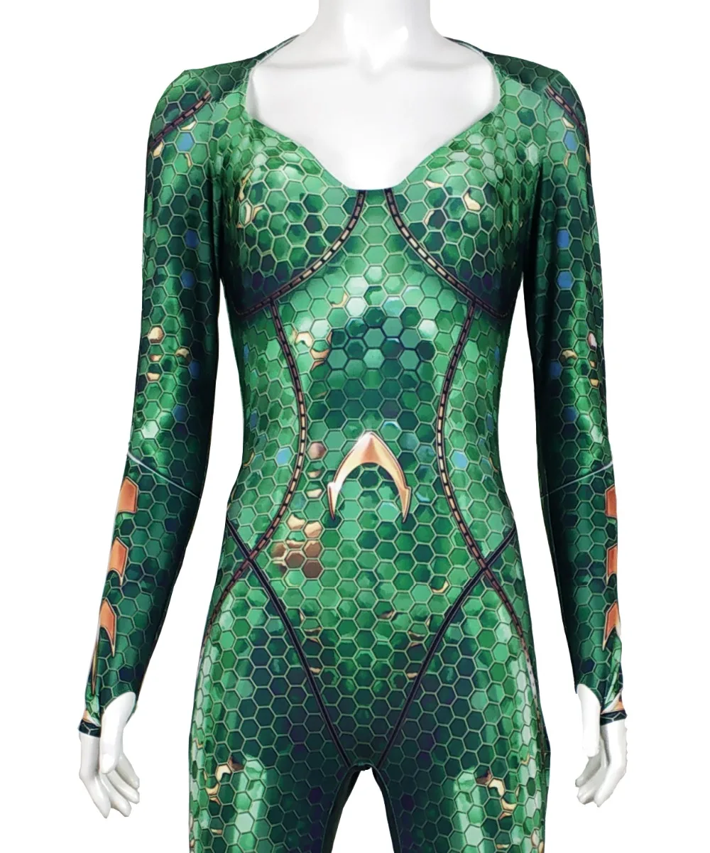 Mera Costume Film Version Mera Cosplay Bodysuit 3D Imprimer Lycra Spandex Zentai costume Jumpsuit Halloween Party suit