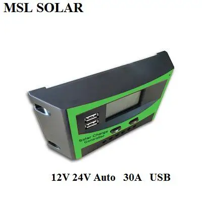 ALLMEJORES-وحدة تحكم في نظام الألواح الشمسية ، 30A ، 12V ، 24V ، وحدة تحكم في الألواح الشمسية مع شاشة LCD