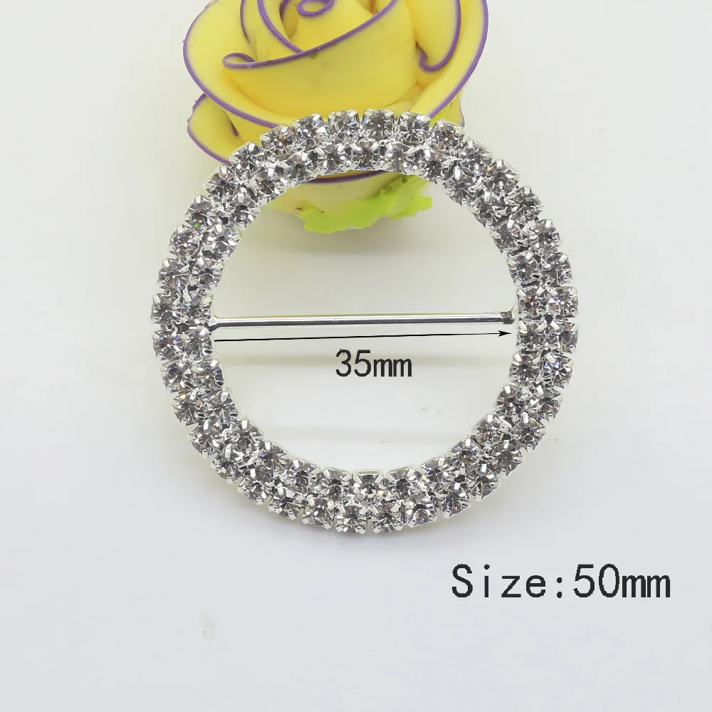 10pc 50MM Round Stunning Clear Rhinestone Metal Buckles brass Buckle Invitation card Decoration Belts /Bags/Wedding Decoration